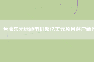 臺(tái)灣東元綠能電機(jī)超億美元項(xiàng)目落戶(hù)新區(qū)